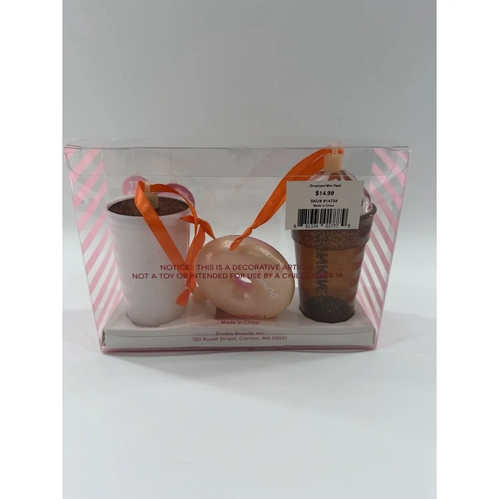 Dunkin Donuts Christmas Ornaments Set of 3 New Limited Edition 2024 New In Pack